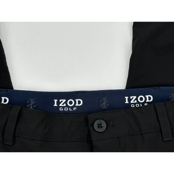 Izod Golf Men's Pants Black Flat Front Casual W34 L32 Polyester Blend - Picture 4 of 5